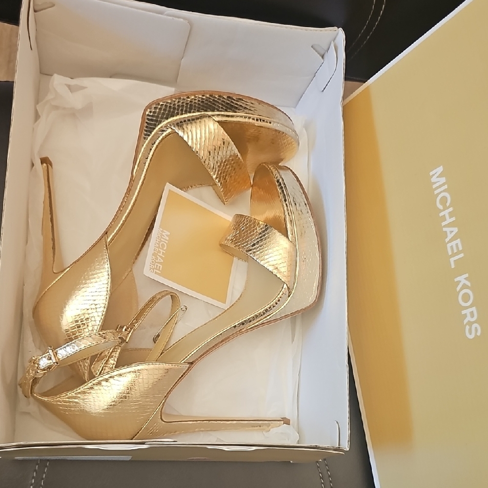 Michael Kors Gold Strappy Stiletto Heels